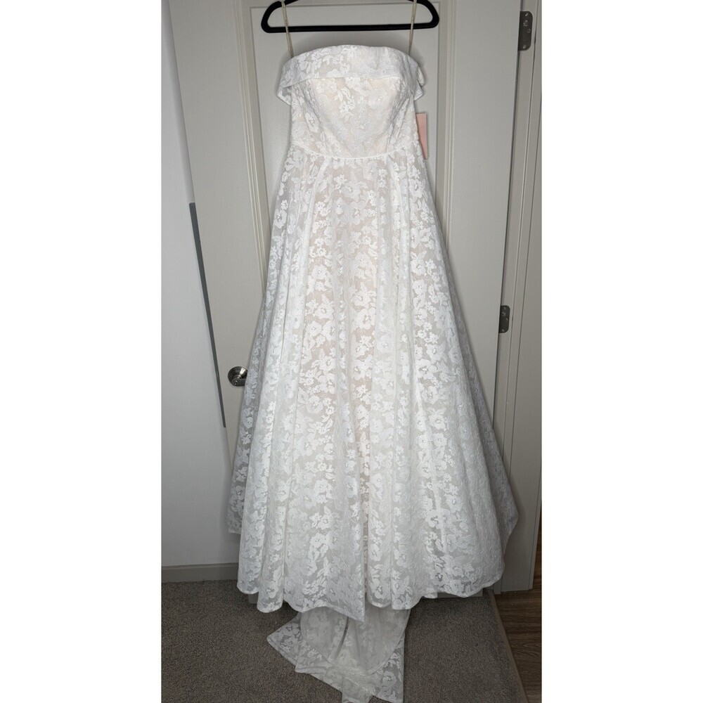 Jenny Yoo NWT Leigh Lace Strapless White Wedding Dress Size 10 BHLDN - Picture 2 of 16